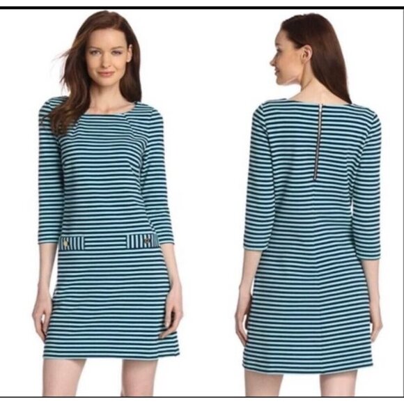 Lilly Pulitzer Dresses & Skirts - Lilly Pulitzer Charlene Striped Shift Dress Medium Blue Green Stretch